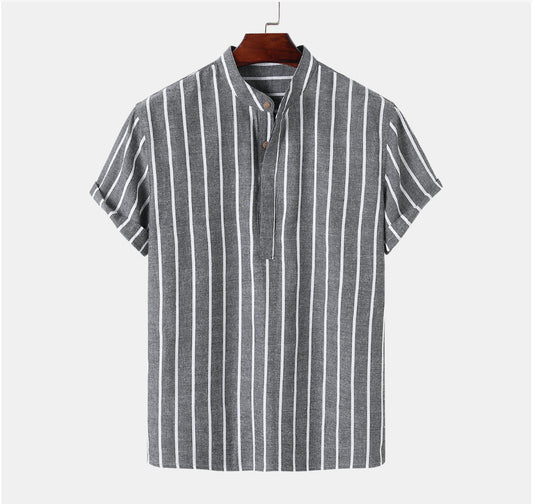 Oversized Striped Linen Men's Shirt